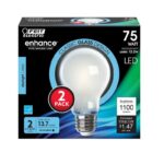Feit Enhance A19 E26 Medium Filament LED Bulb Daylight 75 Watt Equivalence 2 pk