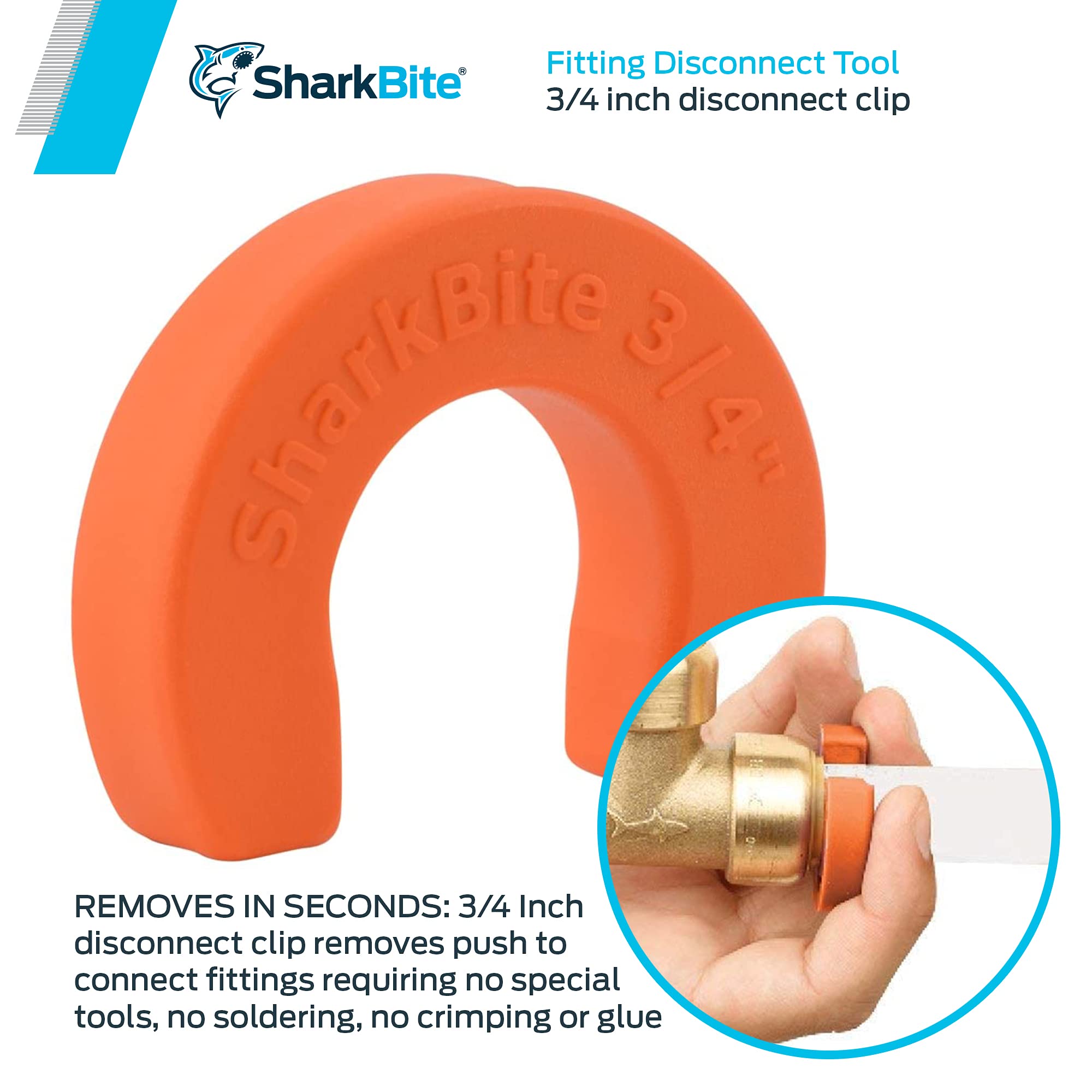 SharkBite 3/4 Inch Disconnect Clip for Push to Connect Brass Plumbing Fittings, U712A - Image 3
