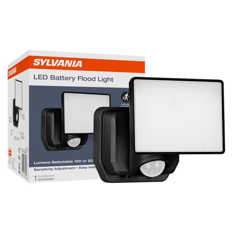 Sylvania Motion-Sensing Battery Powered LED Black Security Floodlight 66946