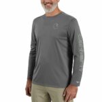 Carhartt Force Sun Defender Lightweight Logo Long-Sleeve T-Shirt Steel Large