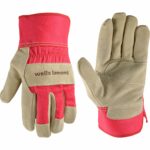 Wells Lamont Women's Heavy Duty Leather Palm Work Gloves with Safety Cuff, Pink, Small (4113S-800)