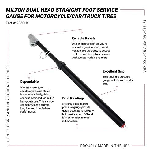 Milton Black Str Ft 160 psi Service Dual Foot Tire Gauge 986BLK - Image 6