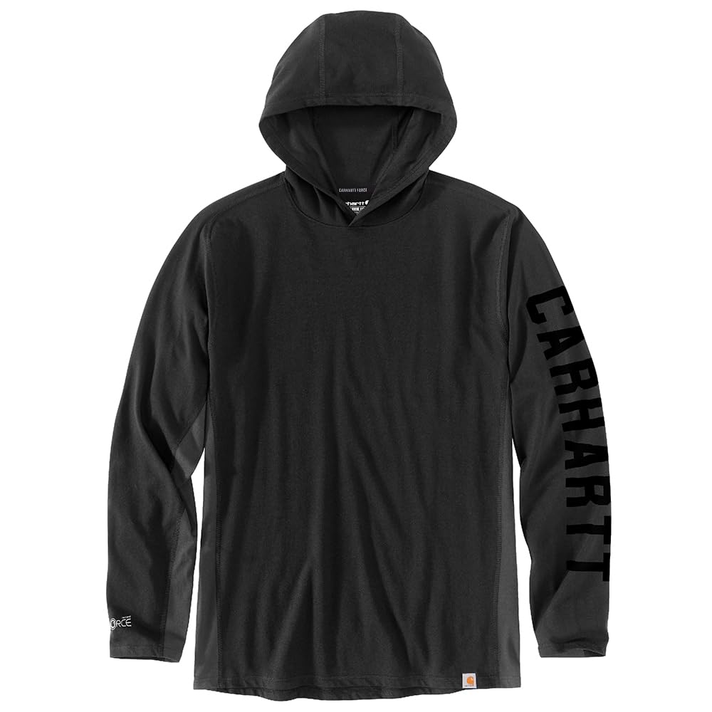 Carhartt Force Relaxed Fit Long-Sleeve Hooded T-Shirt, Black 106654-N04 X-Large