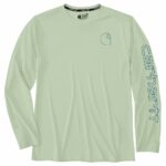 Carhartt Force Sun Defender Long-Sleeve Logo Graphic T-Shirt 106164 Green LARGE