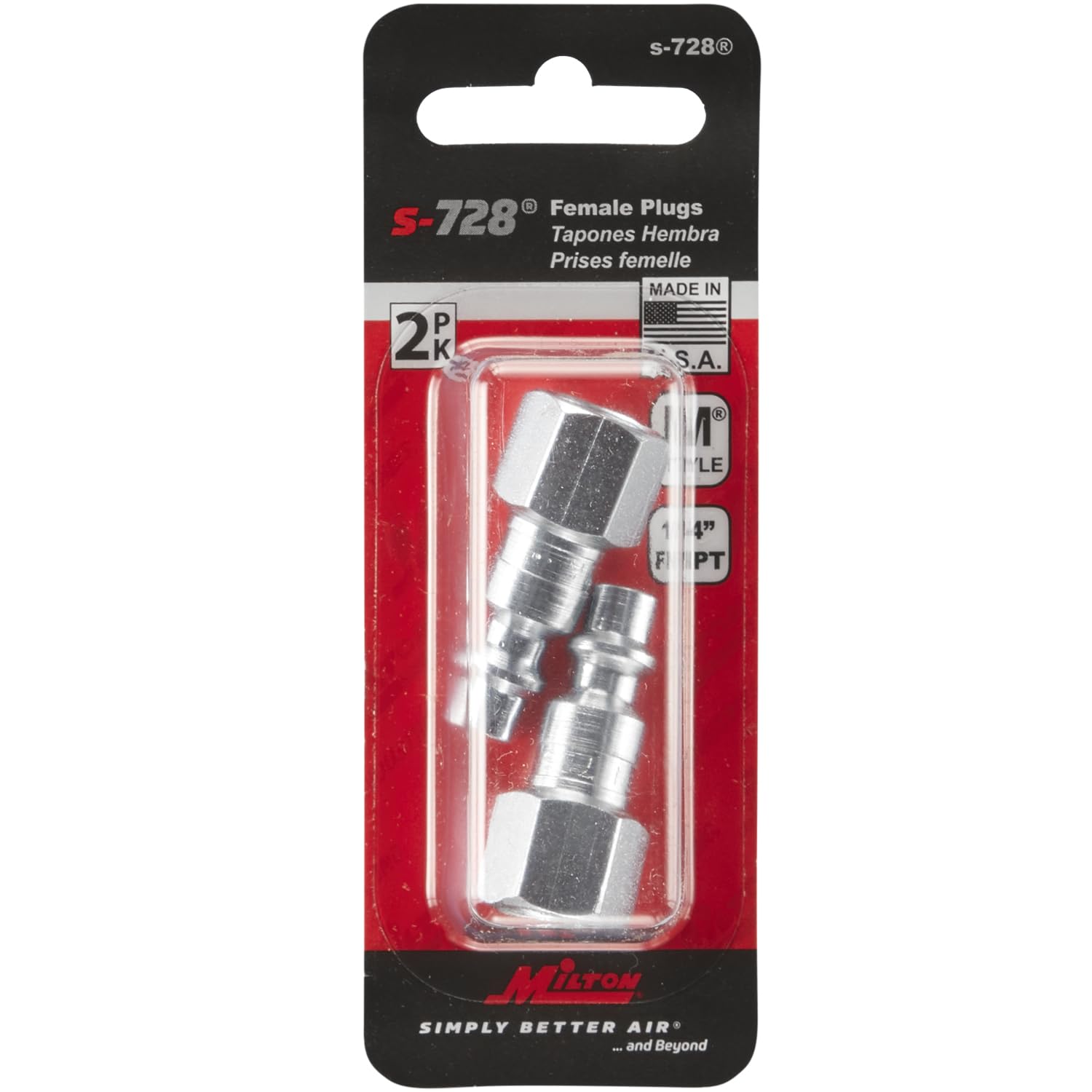 Milton Steel Air Plug 1/4 in. FNPT 2 pc S-728 - Image 3