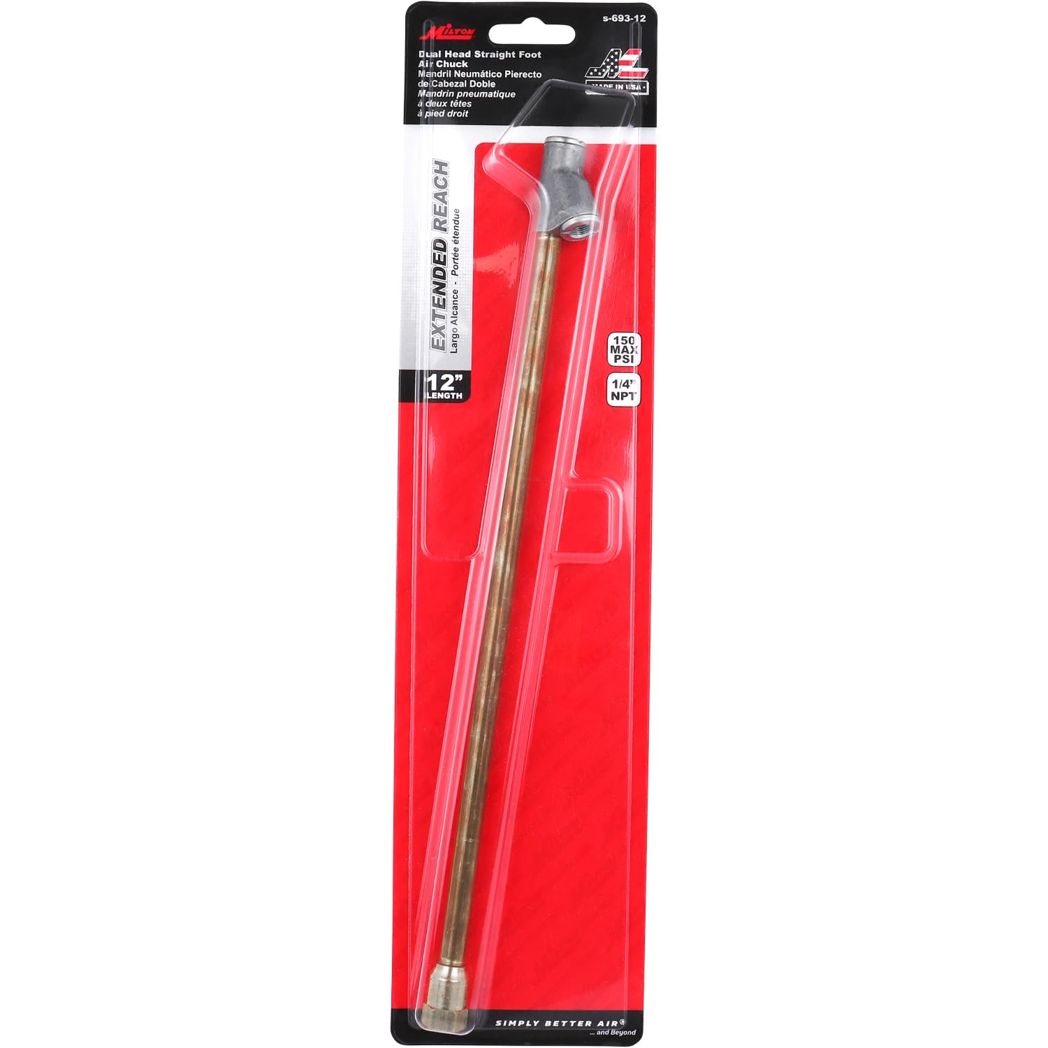 Milton Dual Head 12" Straight Air Chuck 1/4 in. S-693-12 - Image 8