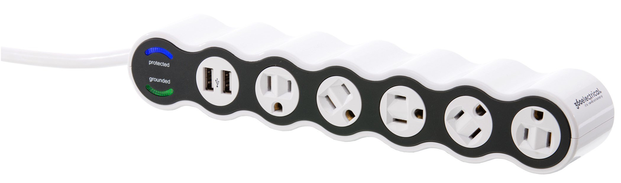 360 Electrical 4 ft. L 5 outlets Smart-Enabled Surge Protector White 2160 J