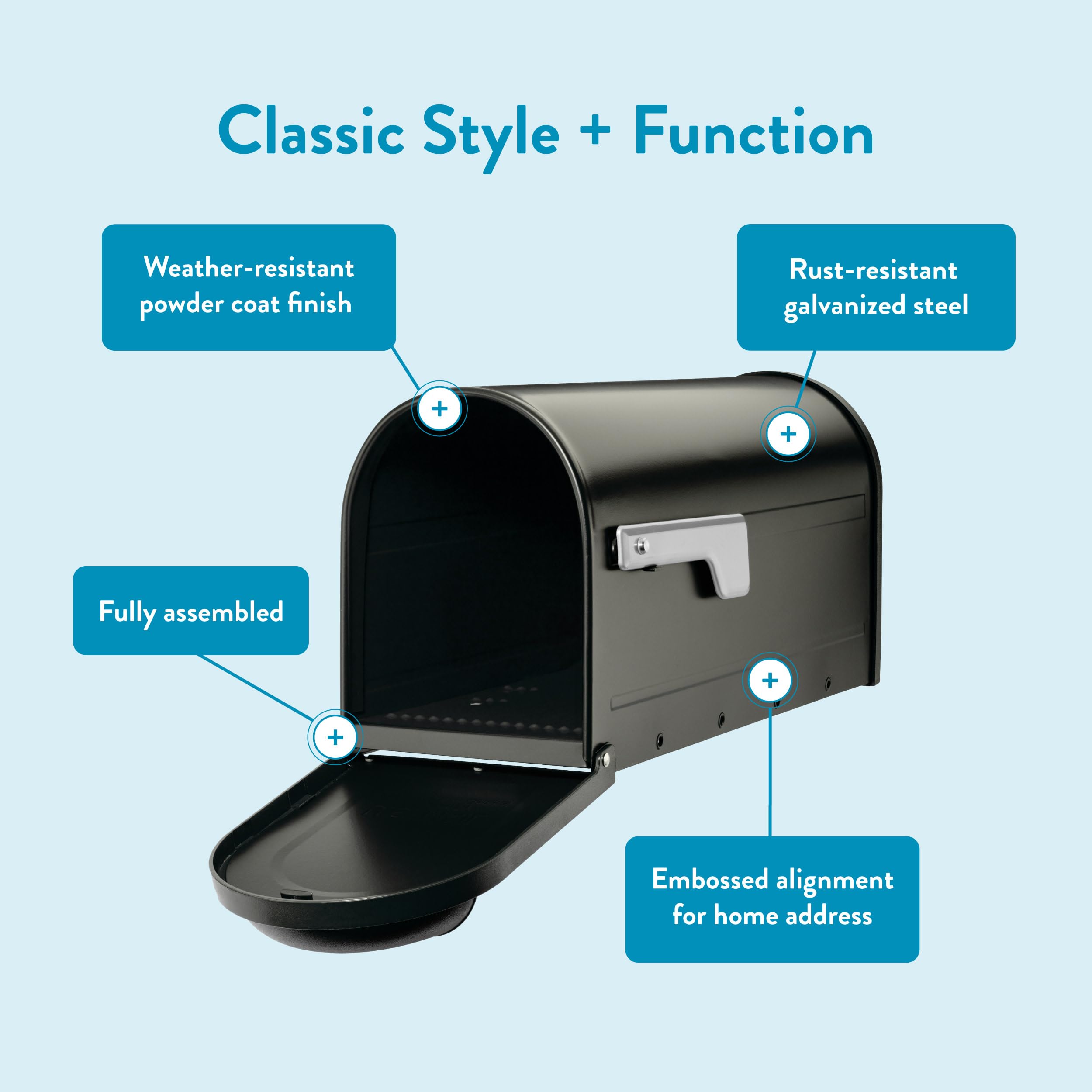 Architectural Mailboxe Winston Classic Galvanized Steel Post Mount Black Mailbox - Image 3