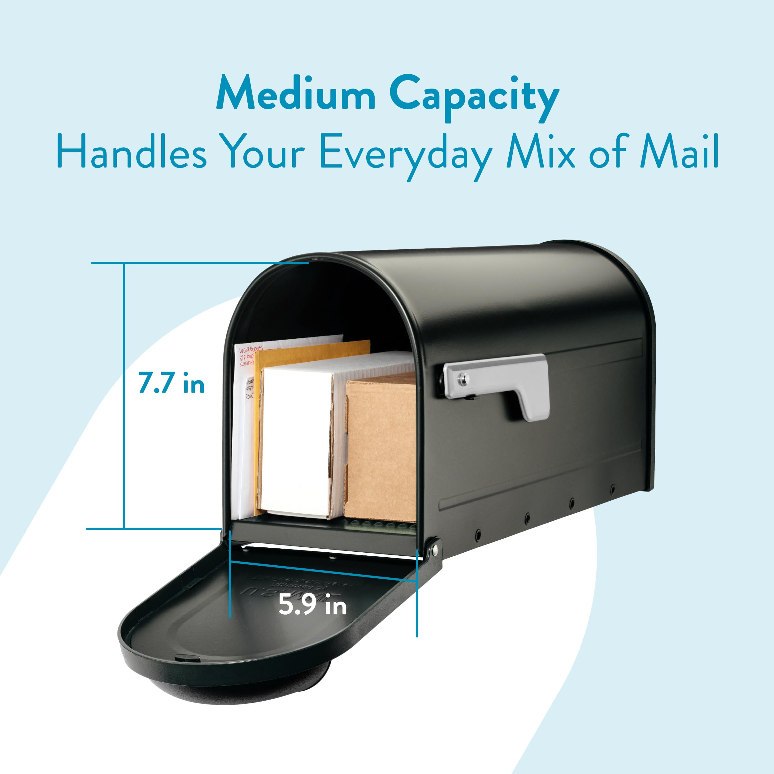 Architectural Mailboxe Winston Classic Galvanized Steel Post Mount Black Mailbox - Image 2
