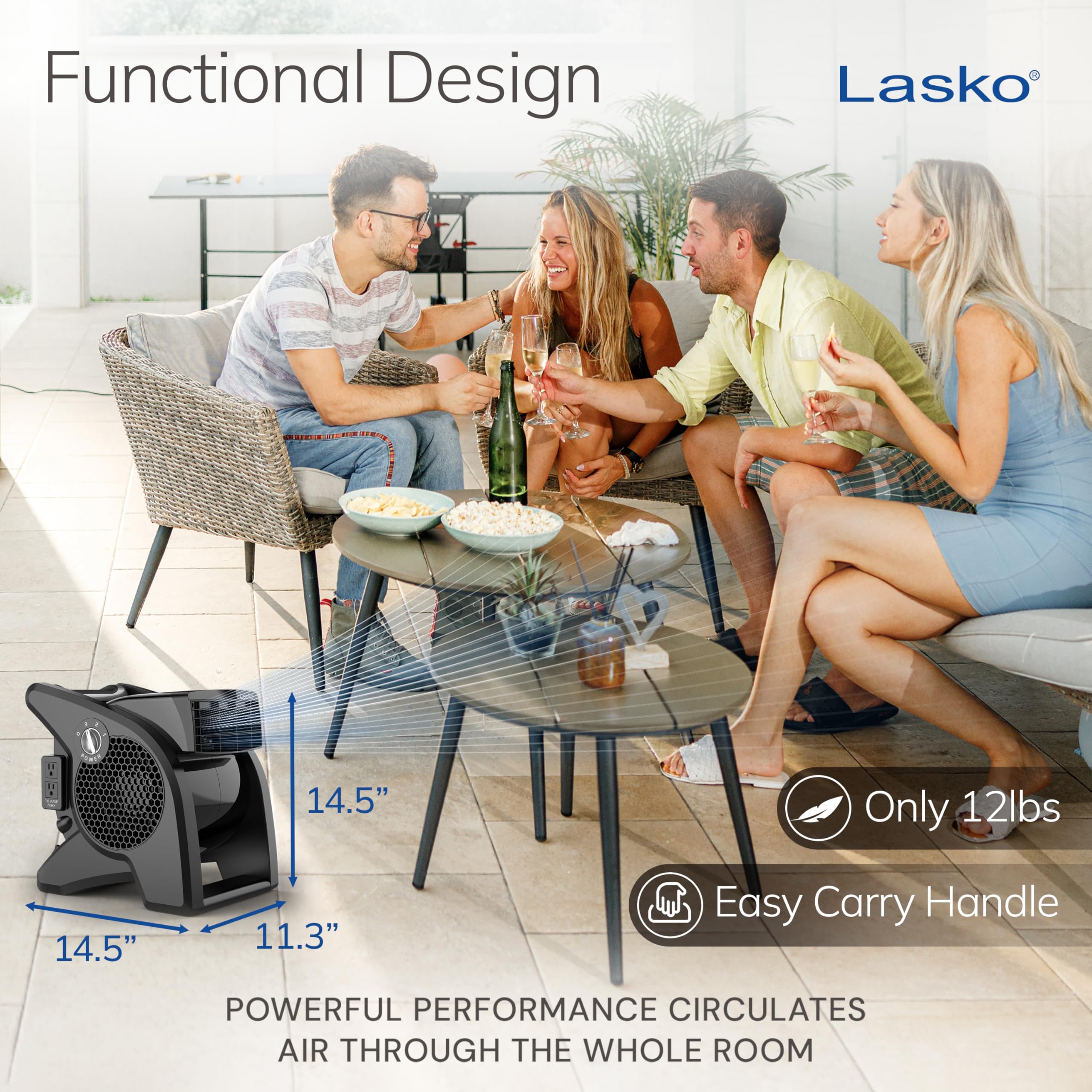 Lasko High Velocity Fan 15" 375 CFM 3-Speed U15617 - Image 5