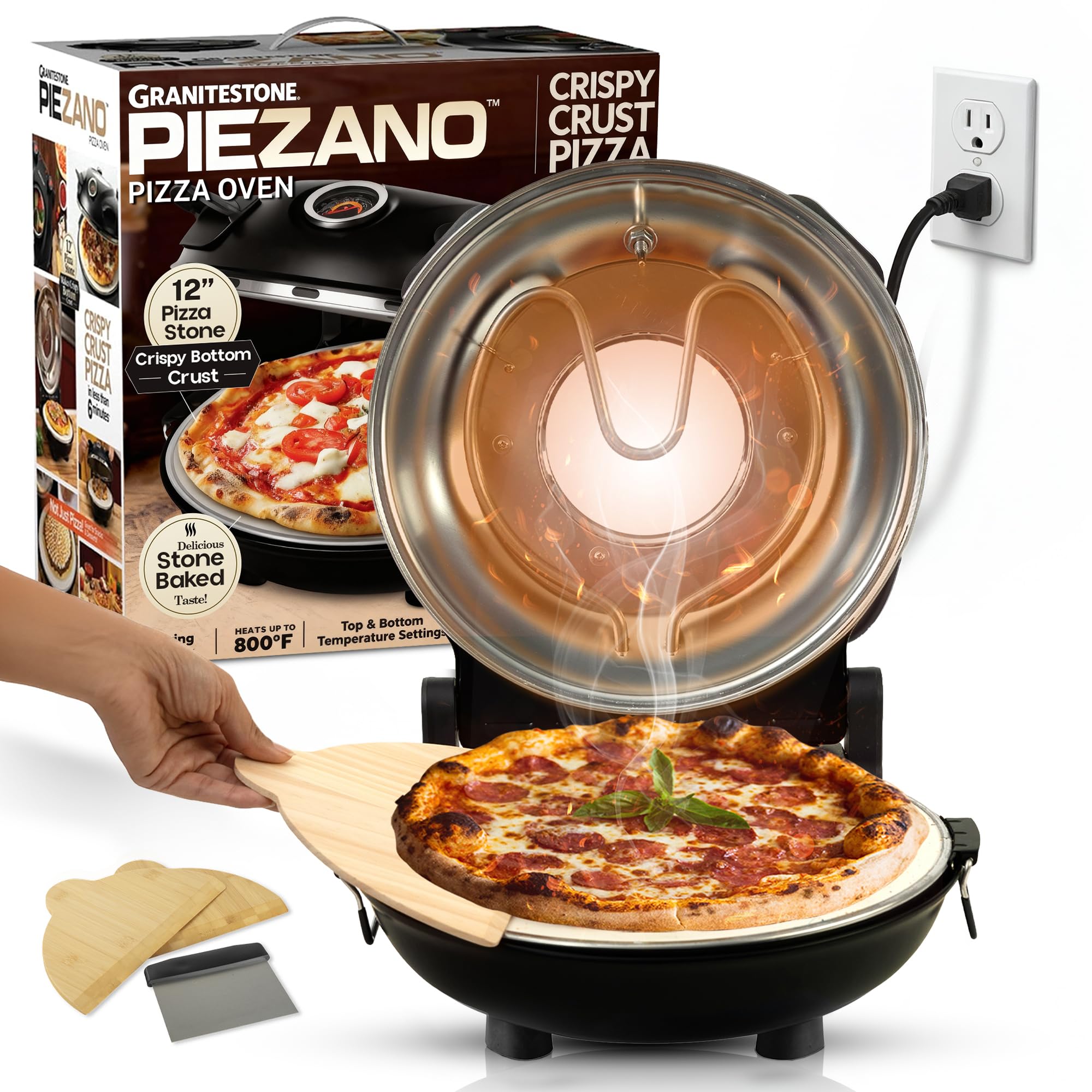 Granitestone Piezano Matte Black Electric Pizza Oven 1424