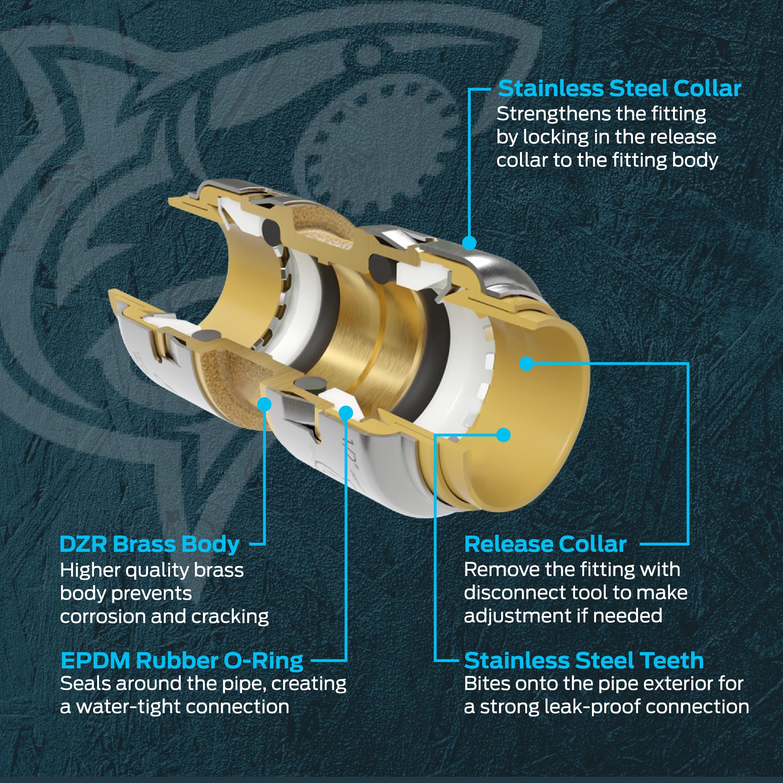 SharkBite Push to Connect 3/4 in. PTC each X 3/4 in. D PTC Brass Coupling - Image 5