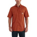 Carhartt Men's Force Ridgefield Solid Short Sleeve Shirt Spice 102417-803 Large