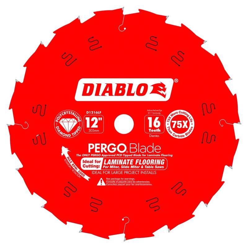 Diablo Pergo Blade 12 in. D X 1 in. Laminate Flooring PCD Circular Saw Blade 16 teeth