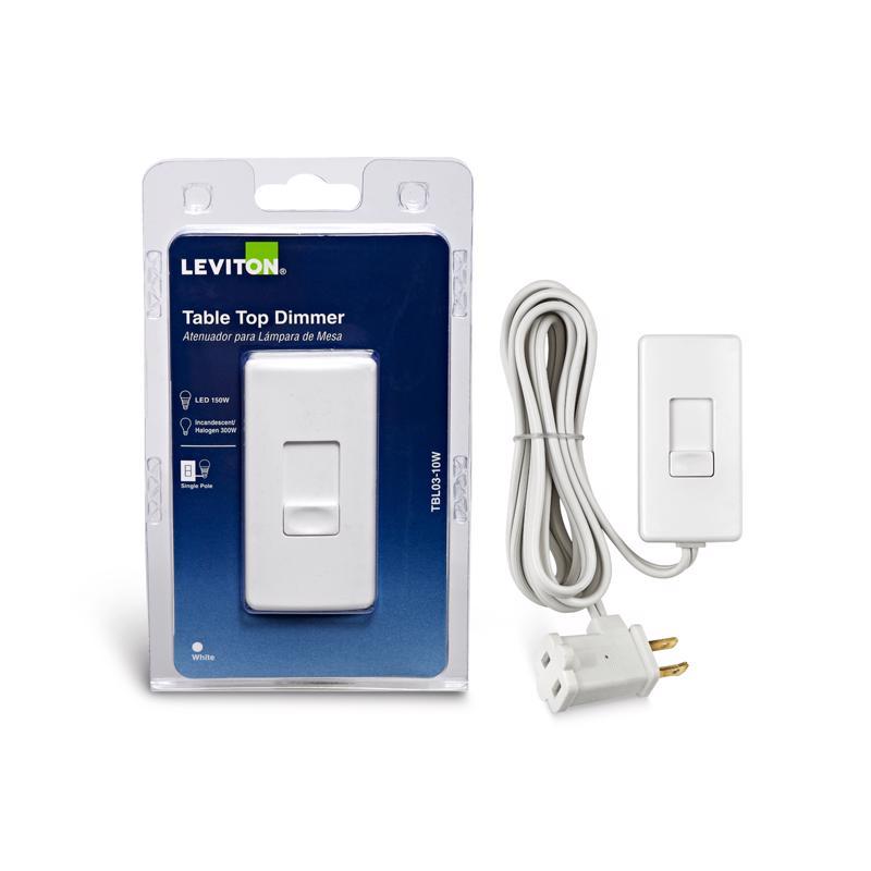 Leviton White 150/300 W Plug-In Dimmer Slide Switch R12-TBL03-10W