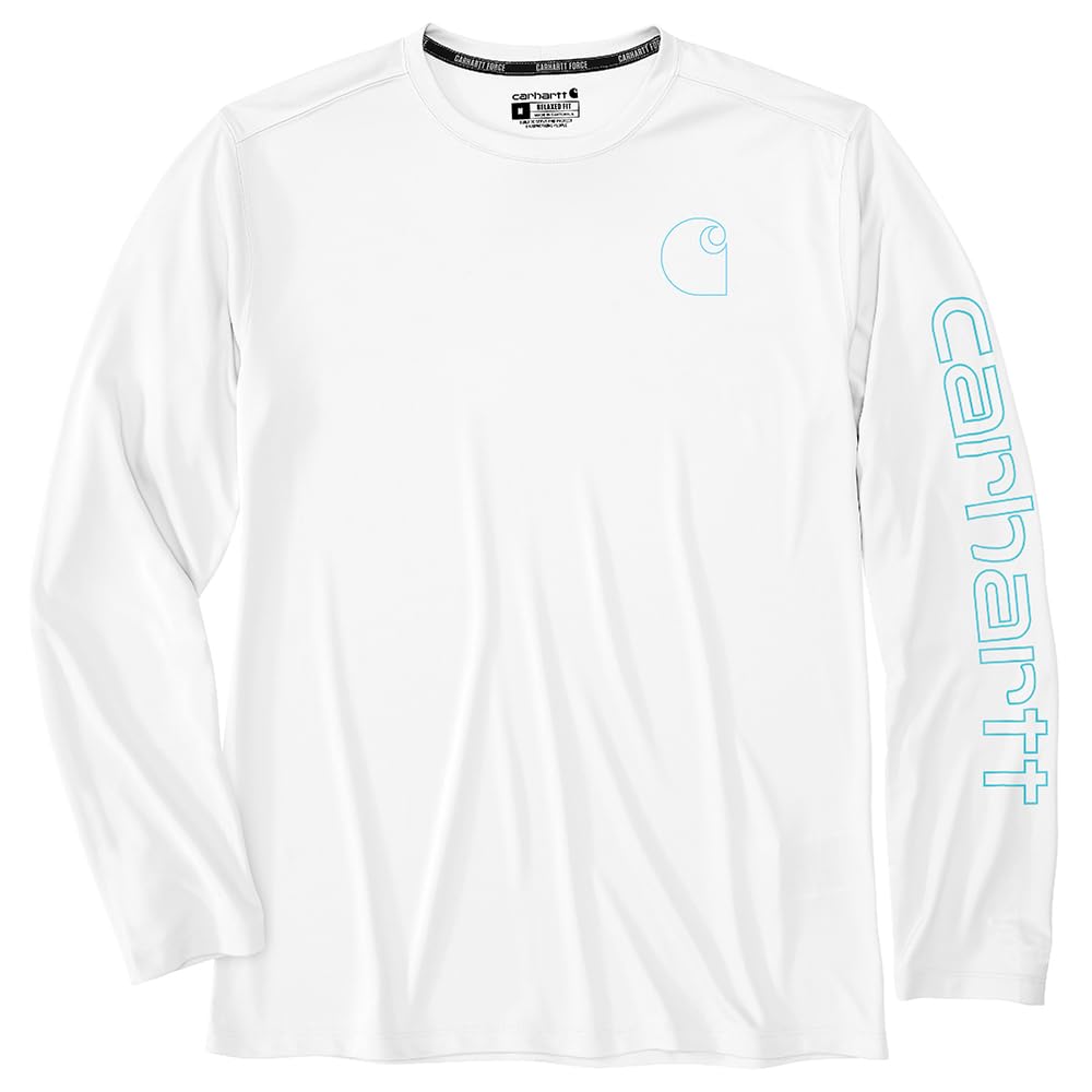 Carhartt Force Sun Defender Long-Sleeve Logo Graphic T-Shirt 106164 WHT LARGE - Image 3