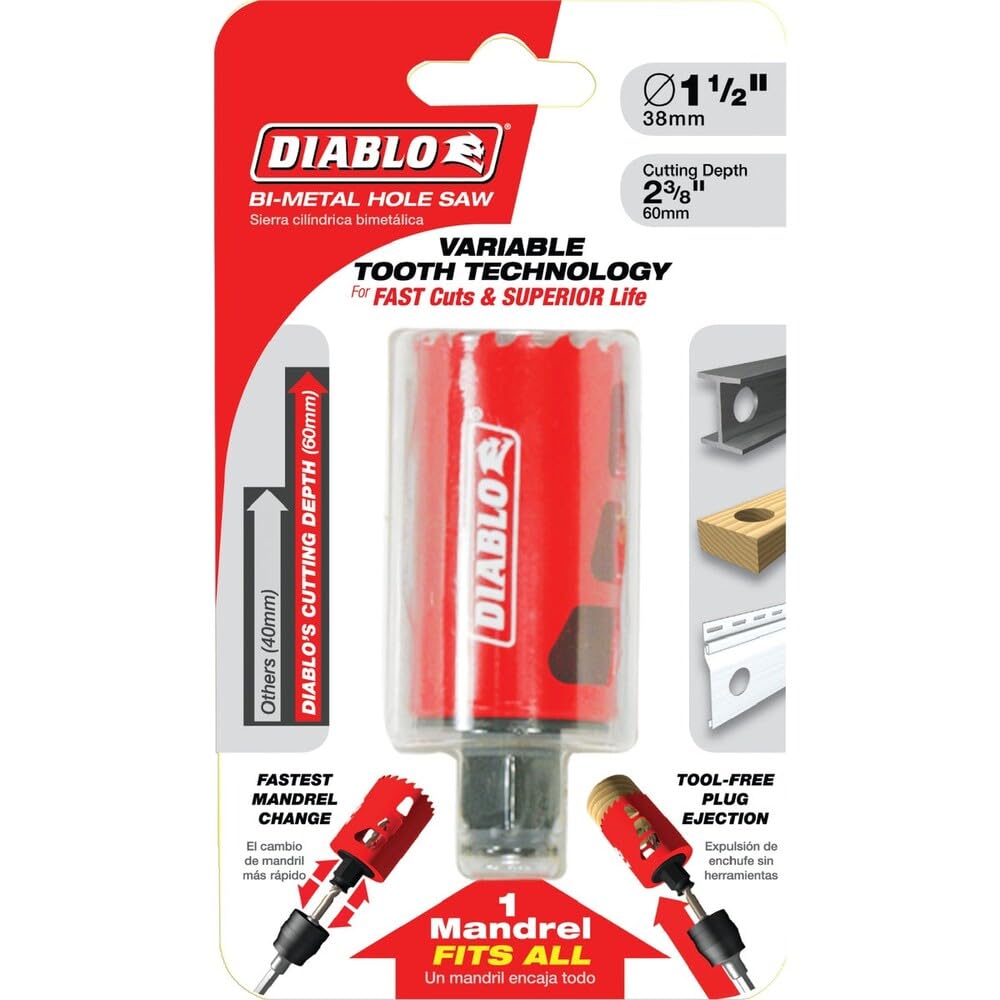 Diablo Snap-Lock Plus 1-1/2 in. Bi-Metal 2-3/8 in. L Hole Saw Arbor Included - Image 2