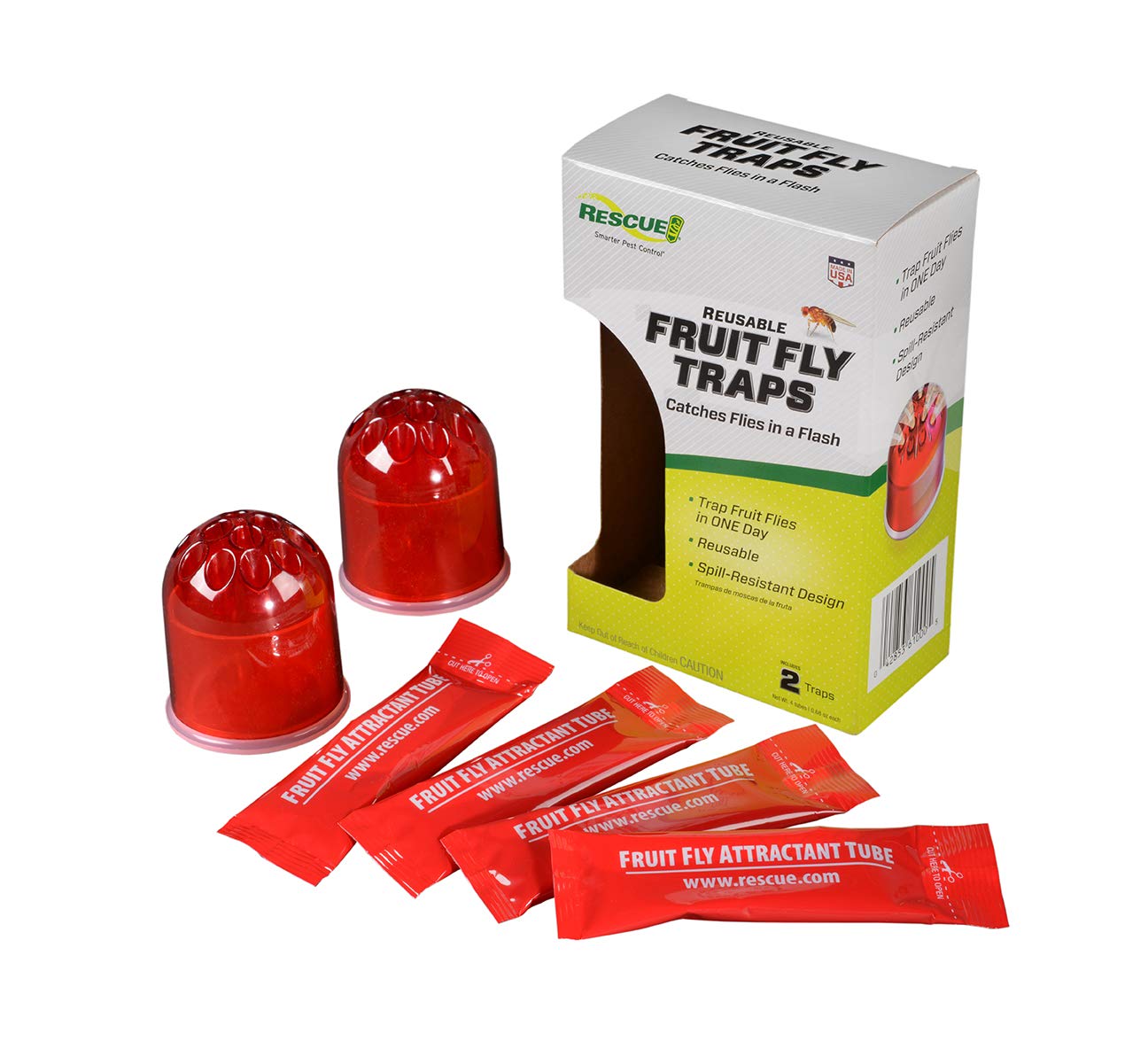 RESCUE! Fruit Fly Traps (2-Pack) – Reusable, Includes Liquid Bait Attractant - Image 2