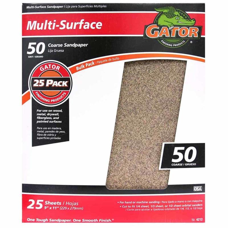 Gator 11 in. L X 9 in. W 50 Grit Aluminum Oxide All Purpose Sandpaper 25-Pack