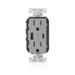 Leviton Decora 15 amps 125 V Type A/C Duplex Gray Outlet and USB Charger 5-15R 1 pk