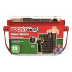 Pocket Hose 25 FT Copper Bullet Expandable Hose w/Thumb Spray Nozzle, AS SEEN ON TV, 650psi 3/4 in Solid Copper Anodized Aluminum Fittings Lead-Free Lightweight No-Kink Garden Hose, Black
