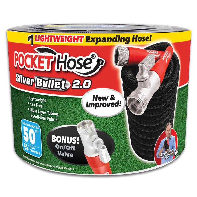 Pocket Hose Silver Bullet 2.0 3/4" D X 50 ft. L Expandable Flexible Garden Hose