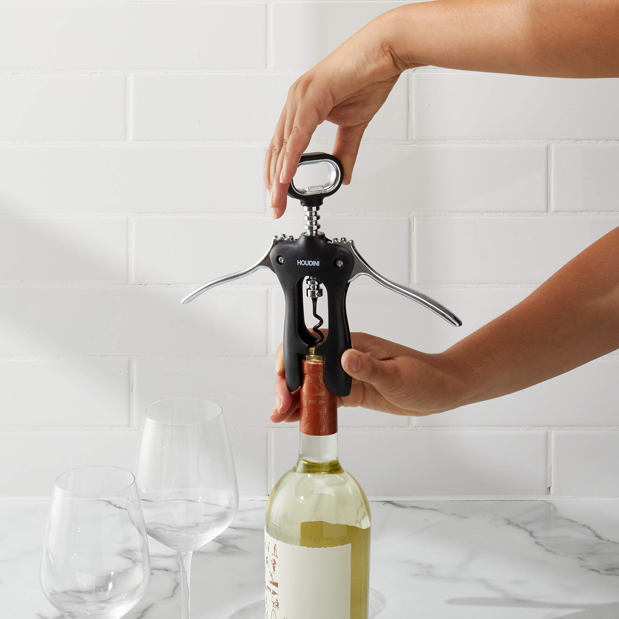 Houdini Black Stainless Steel Wing Corkscrew H1-012901T - Image 5