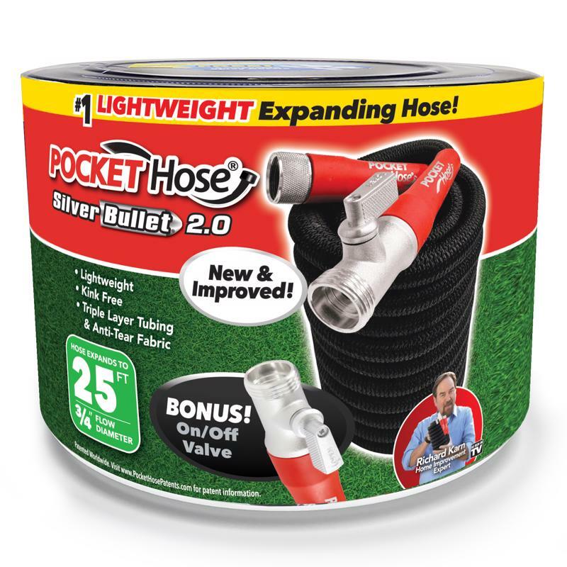 Pocket Hose Silver Bullet 2.0 3/4" D X 25 ft. L Expandable Flexible Garden Hose