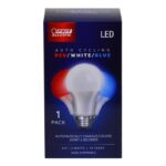 Feit A19 E26 (Medium) Auto Cycling LED Bulb Blue/Red/White 2 Watt Equivalence