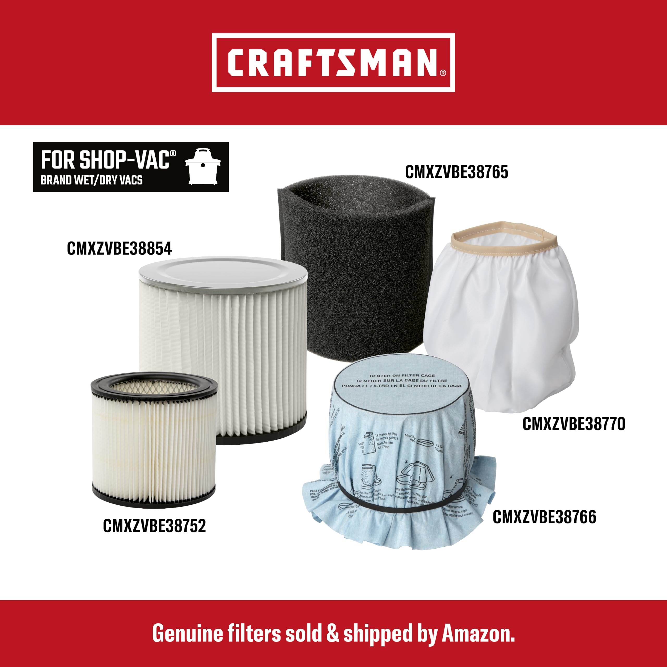 CRAFTSMAN CMXZVBE38775 5-8 Gal. Wet Dry Shop Vacuum Dust Collection Bags - Image 6