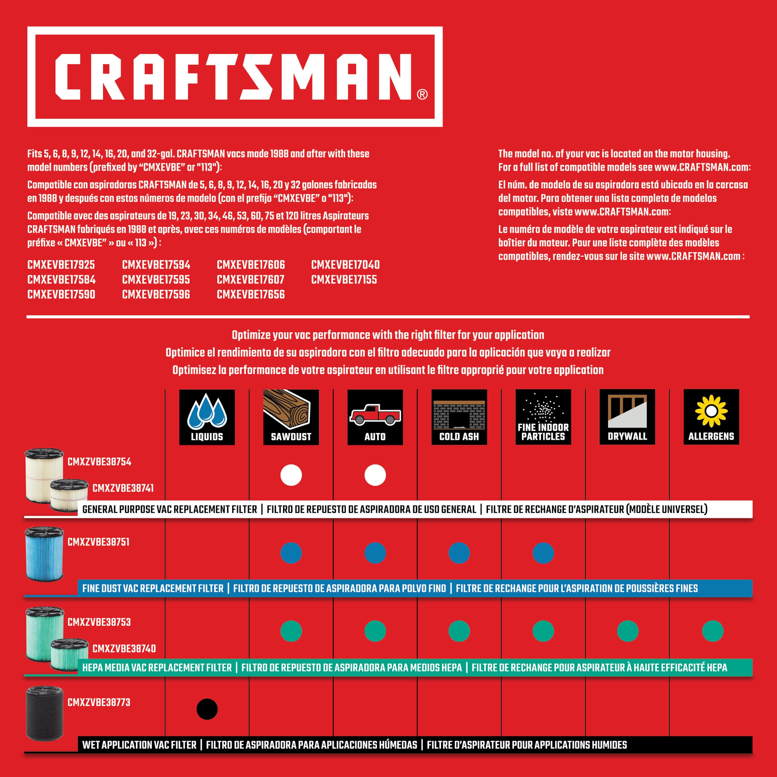 CRAFTSMAN CMXZVBE39970 Genuine 6-10 Gal. Wet Dry Vac Dust Collection Bags - Image 7