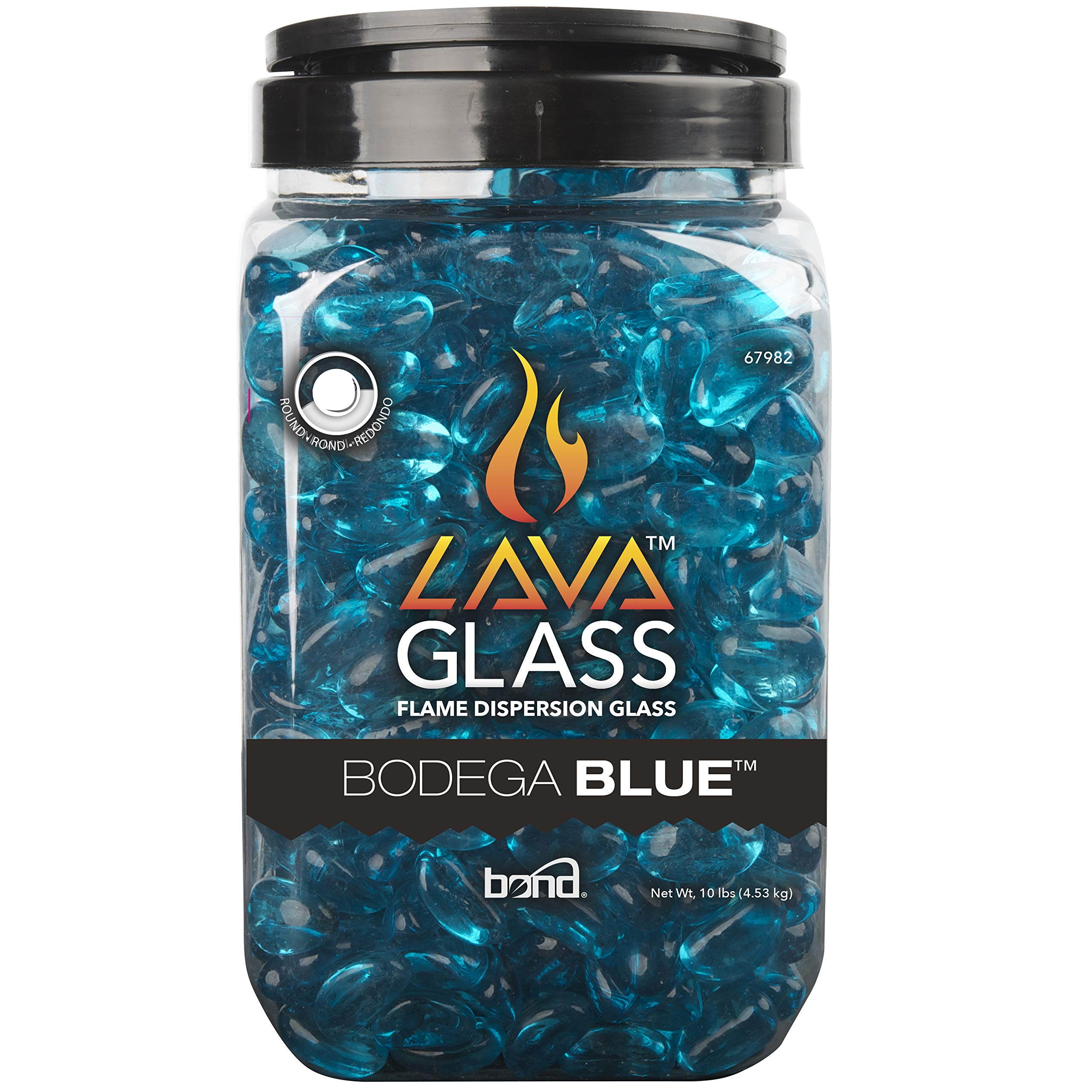 Bond Bodega Blue Gloss Glass Fire Pit Lava Glass 67982