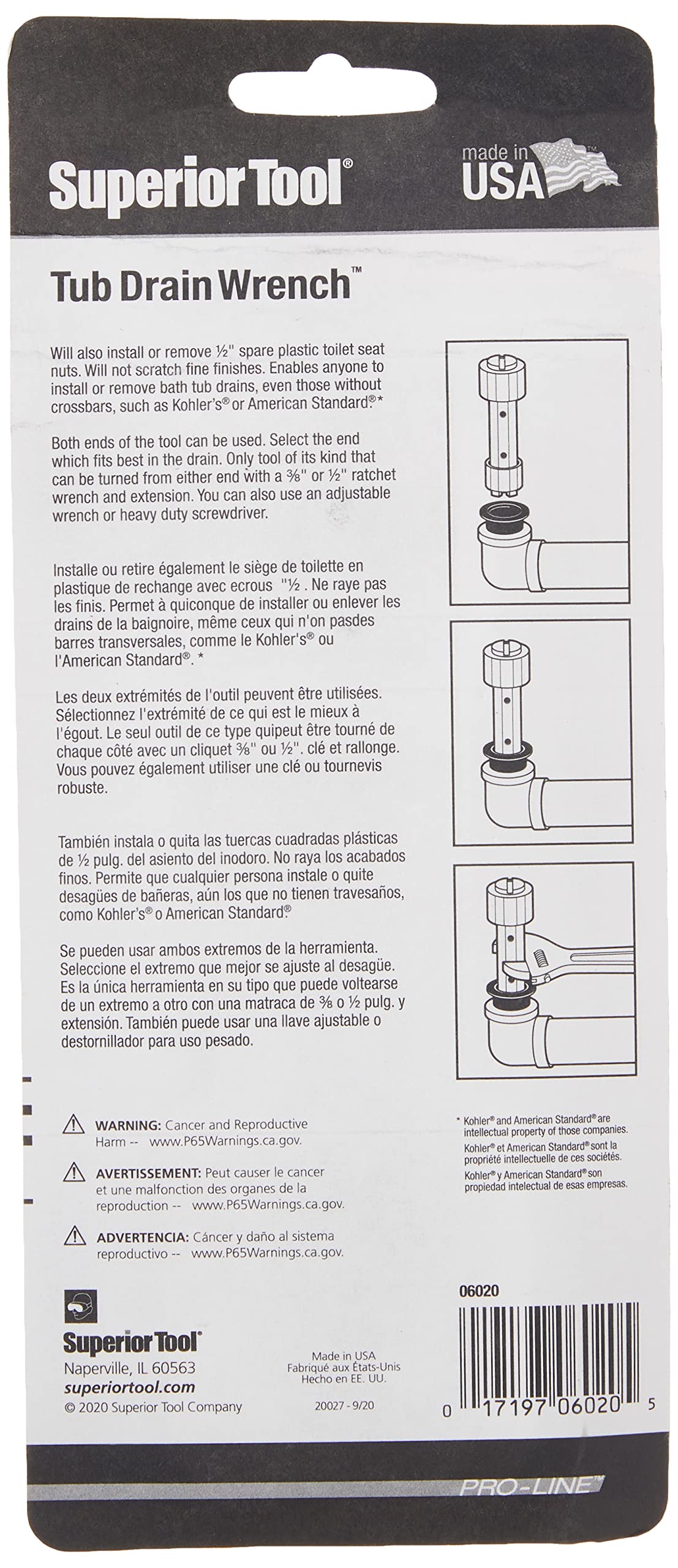 Superior Tool Tub Drain Wrench (Dumbell Wrench) Dual Ended Drain 06020 - Image 6