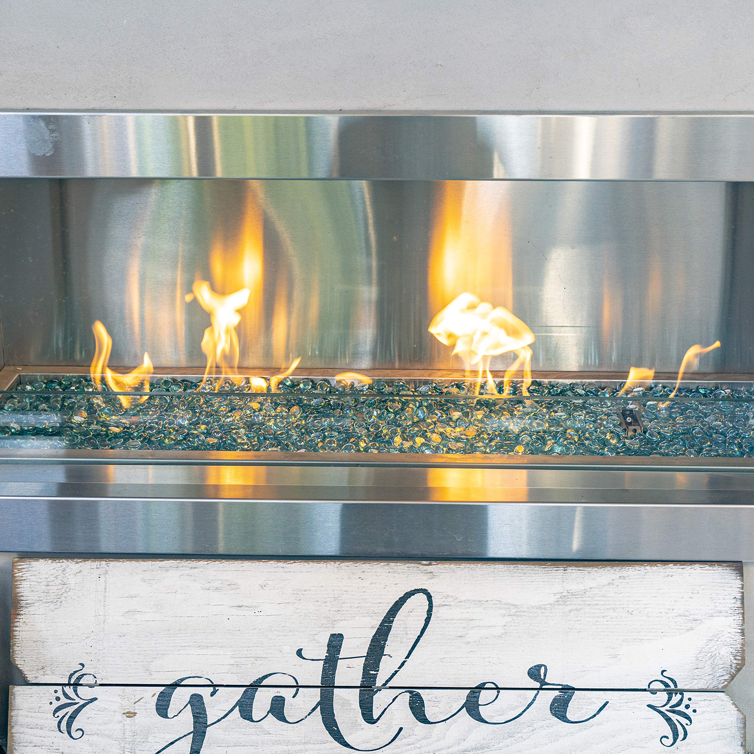 Bond Bodega Blue Gloss Glass Fire Pit Lava Glass 67982 - Image 5